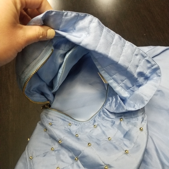 Maurada Vintage Sky Blue Silk Bomber Jacket PM GUC - Picture 2 of 12
